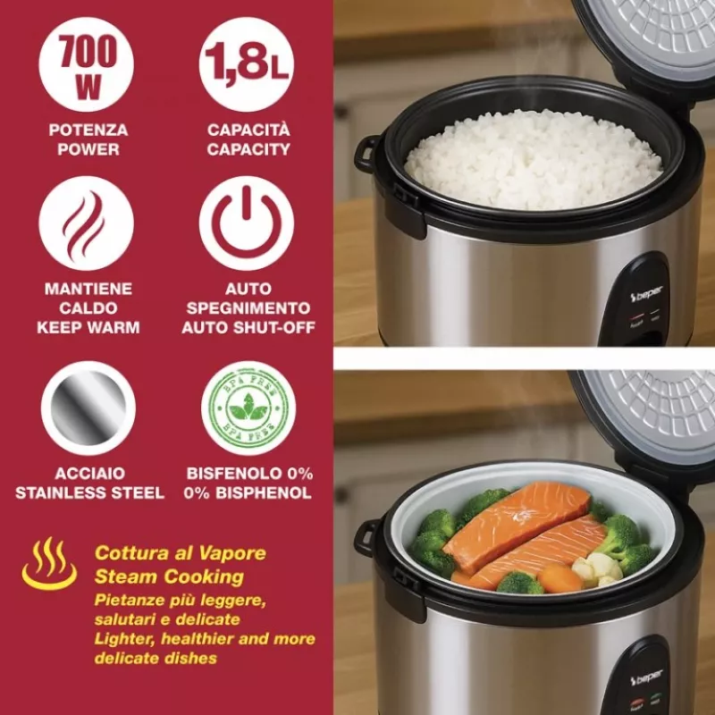 Ryžių virimo aparatas Beper P101VAP020, 1800 g
