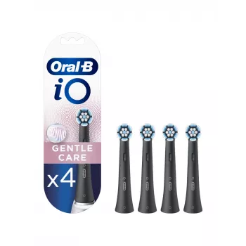 Dantų šepetėlio galvutės Oral-B iO Gentle Care – 4 vnt., juodos, minkštų šerelių