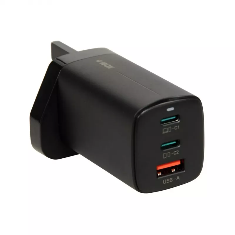 iBOX C-65 Black, universalus GaN 65W įkroviklis su UK kištuku