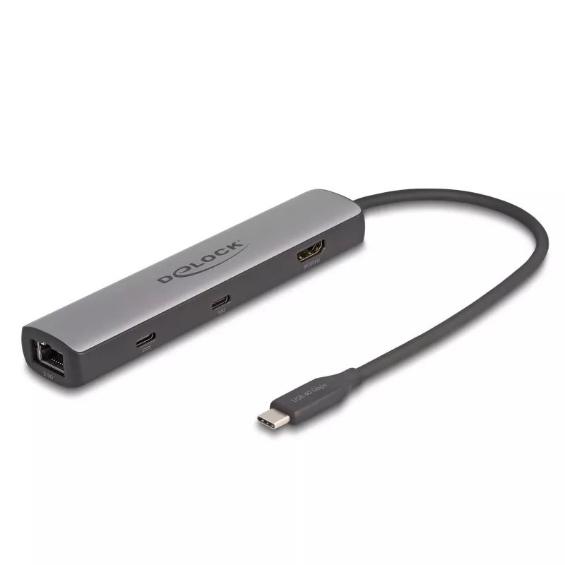 DeLOCK USB Type-C dokavimo stotelė 8K HDMI USB 10 Gbps 2.5 Gigabit LAN PD 100W