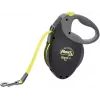 Ištraukiamas pavadėlis Flexi NEON GIANT M — 8 m juostinis pavadėlis, max apkrova 25 kg, ergonomiška rankena, juoda/geltona