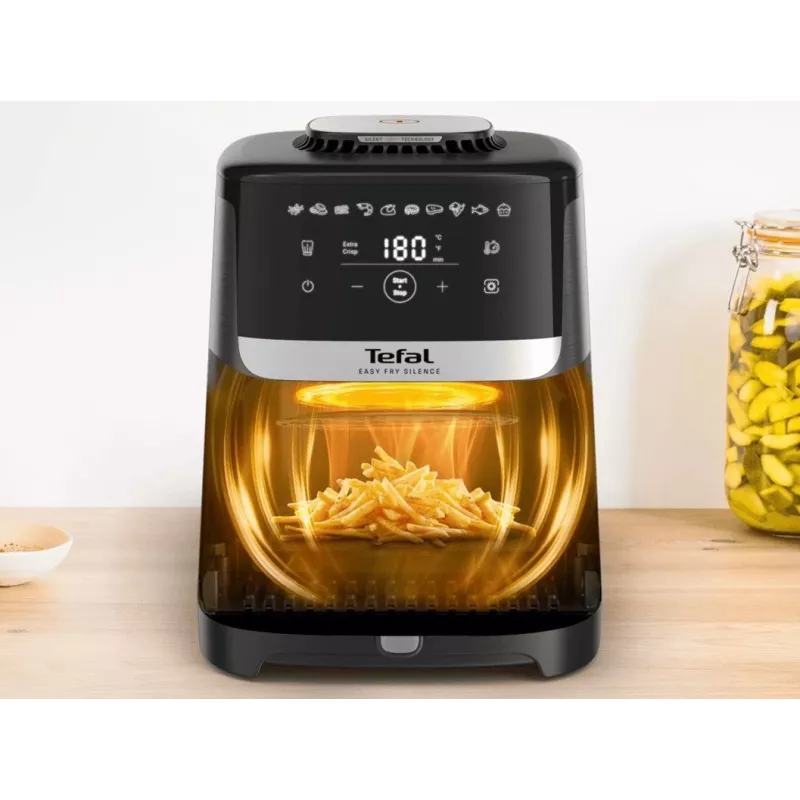 Karšto oro gruzdintuvė Tefal Easy Fry Silence EY551HE0 5 L juoda, pilka, nerūdijantis plienas