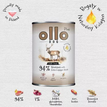 Ollo Plus Kolagen Venison 400g konservuotas šunų ėdalas