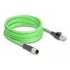 DeLOCK M12 D-koduotas 4 kontaktų kištukas į RJ45 kištuką, PUR (TPU) 5 m tinklo kabelis