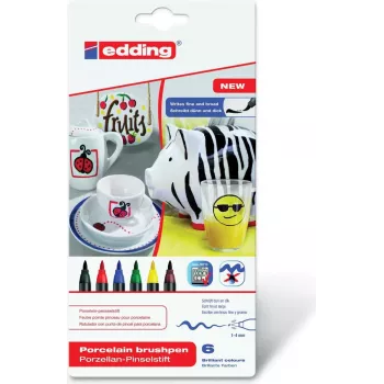 Žymekliai Edding 4200 juoda, mėlyna, ruda, žalia, raudona, geltona 6 vnt.