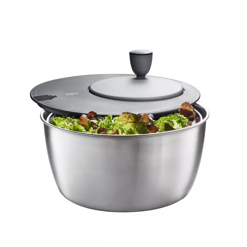 Saladų džiovintuvas GEFU Rotare, nerūdijančio plieno, su rankine svirtimi, 3 l