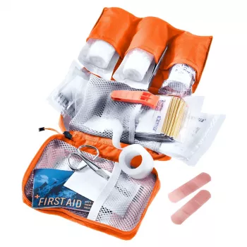 Kelioninė pirmosios pagalbos rinkinys DEUTER First Aid Kit – kompaktiška užtrauktuku užsegama kuprinė 180×60×120 mm, oranžinė