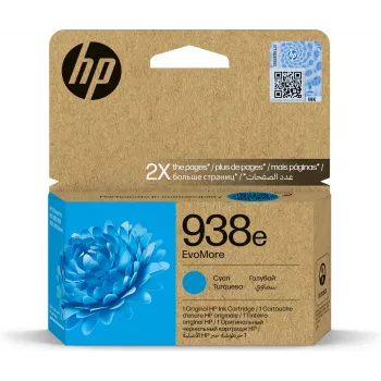 Originali HP 938e EvoMore Cyan kasetė – standartinė talpa, vienetinis paketas, ~1650 puslapių