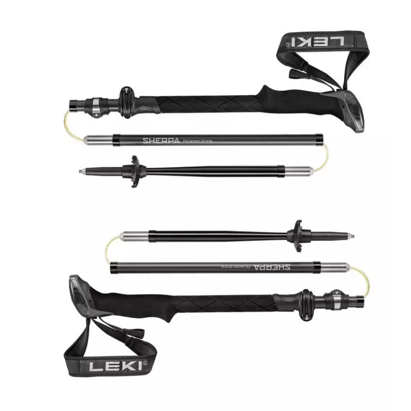 Trekkingo lazdos Leki Sherpa FX reguliuojamos 120–140 cm, juodos
