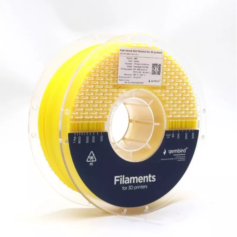 3D spausdinimo filamentas Gembird ABS 1.75 mm geltonas 1 kg