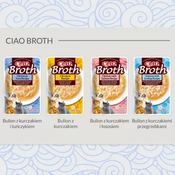 Šlapias skanėstas katėms INABA Ciao Broth Vištiena ir Jūros šukutės 40 g paketėlis