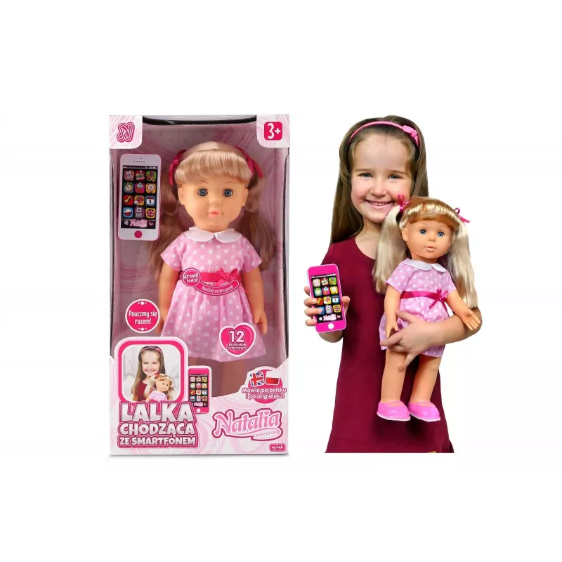 Lėlė Artyk Natalia vaikštanti su išmaniuoju telefonu 41 cm