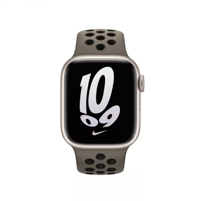 Dirželis Apple Watch Nike Sport Band, 41 mm, alyvuogės pilka/juoda, fluorelastomeras, 130–200 mm
