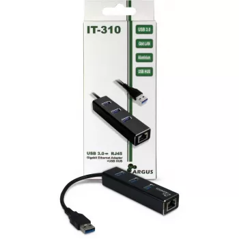 Inter-Tech Argus IT-310 USB 3.0 ir Gigabit Ethernet stalinis hubas