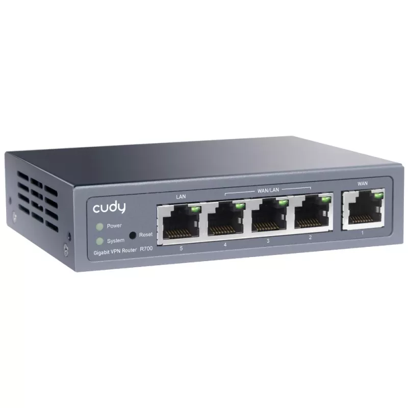 Cudy Gigabit Multi-WAN VPN maršrutizatorius, vielinis, Fast Ethernet, Gigabit Ethernet, pilka