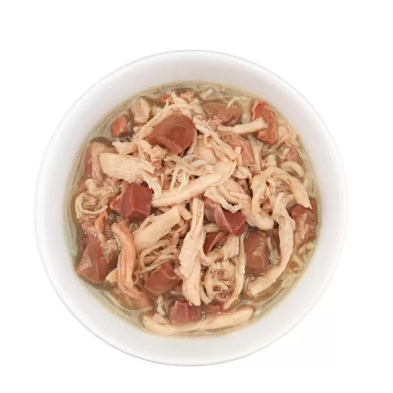 Šlapias kačių ėdalas Agras Pet Foods Schesir after Dark Complete Brühe 80 g – vištiena, be grūdų, be glitimo ir sojos