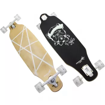 Longboard Muuwmi Lights GLOW ABEC 7 su šviečiančiais ratais, juodas/žalias