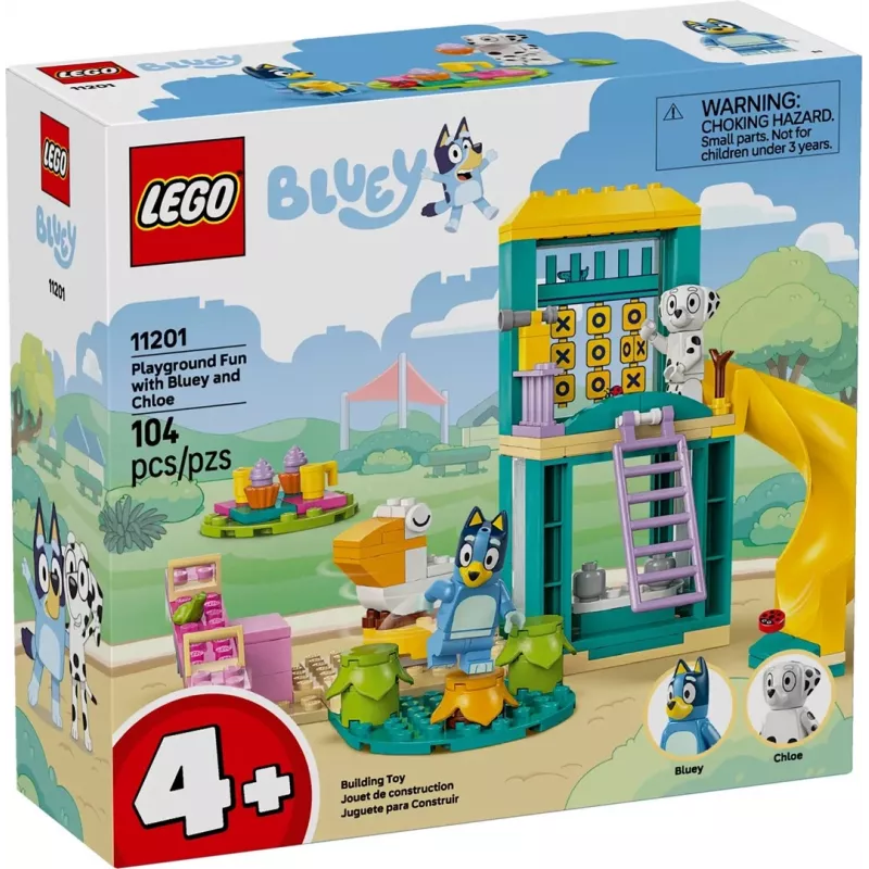 LEGO kaladėlių rinkinys 11201 Žaidimų aikštelės nuotykiai su Blue ir Chloe – minifigūrėlės, žaidimo scena