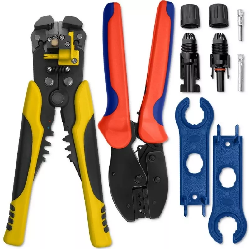 Qoltec saulės įrankių rinkinys suderinamas su MC4 jungtimis | Crimper + automatinis vielos nuėmiklis