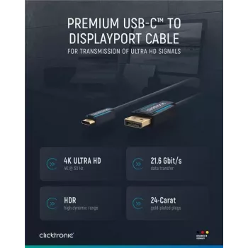 USB-C į DP laidas. M/M. Mėlynas. 1,0 m - Laidas - Skaitmeniniai/Duomenys (44931)
