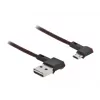 USB kabelis DeLOCK EASY-USB 2.0 Type-A (vyriškas) į Micro-B (vyriškas) kampuotas 0,2 m juodas