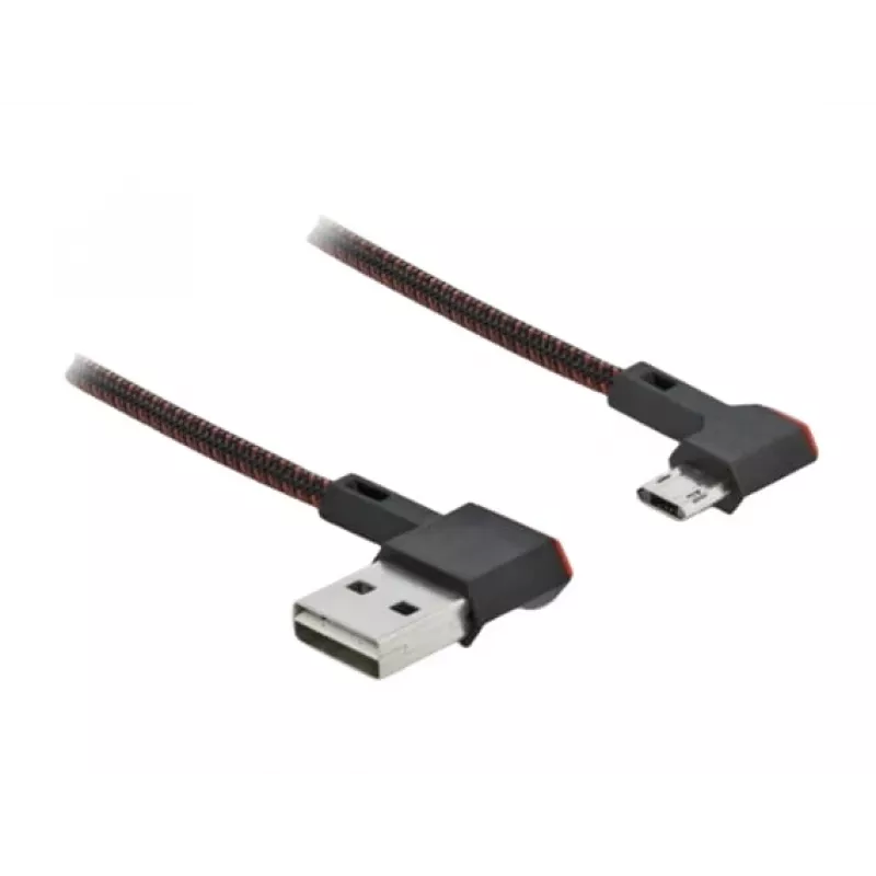USB kabelis DeLOCK EASY-USB 2.0 Type-A (vyriškas) į Micro-B (vyriškas) kampuotas 0,2 m juodas