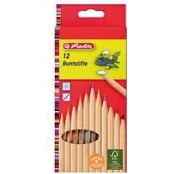 Rašymo ir piešimo priemonių rinkinys HERLITZ 8660086 – medinis korpusas, įvairiaspalviai šerdys, 12 vnt.