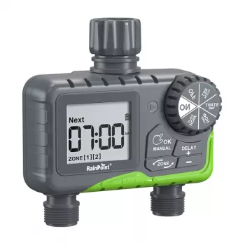 Laistymo žarnos laikmatis RainPoint ITV205, 2 zonų programuojamas laistymo grafikas