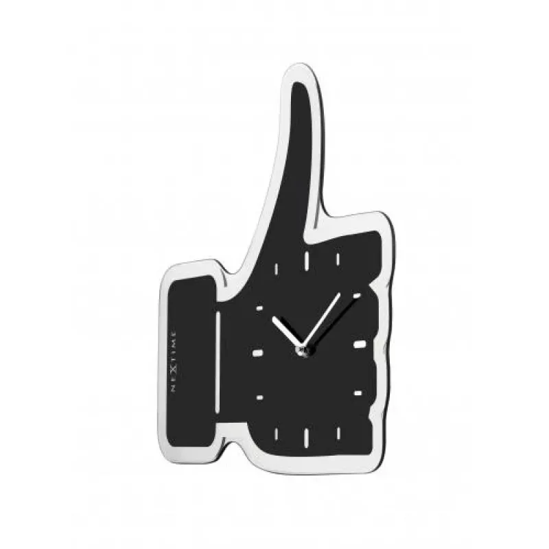 NeXtime 3072zw sieninis laikrodis Thumbs up, 40x41,5 cm, juodas/sidabrinis