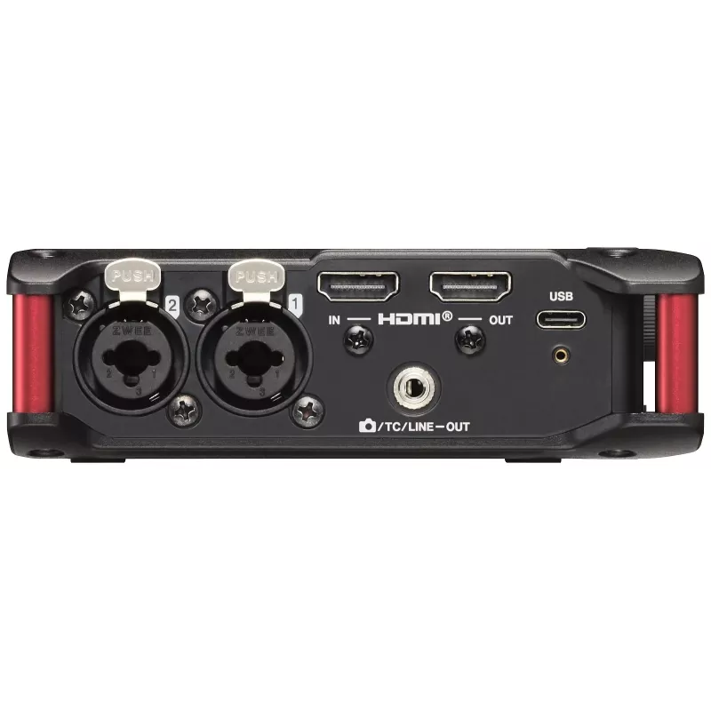 Nešiojamas garso įrašymo įrenginys Tascam FR-AV4 — 6 kanalų, 4 XLR combo + 2x 3,5 mm, 24/32 bitų, 48/96/192 kHz, „MicroSD“ iki 512 GB, USB-C, PD