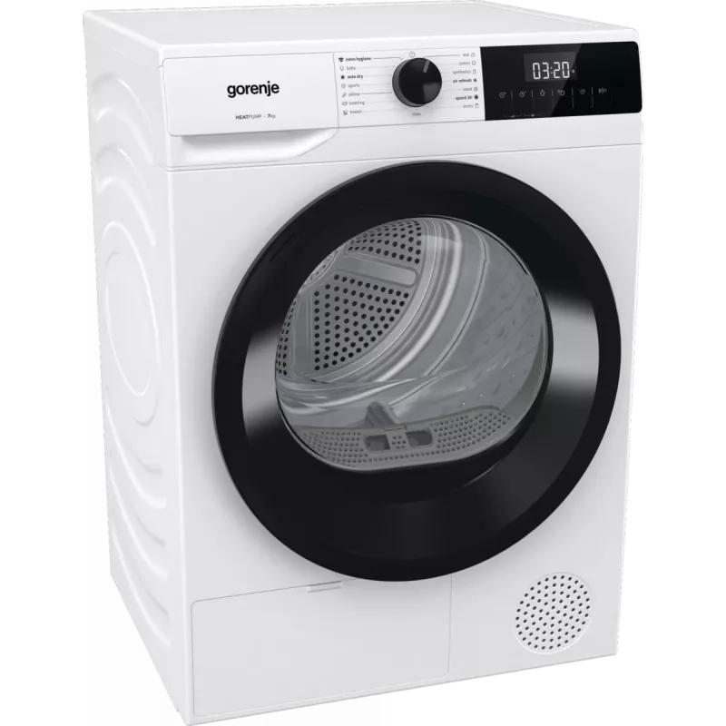 Gorenje D2HNE7E džiovyklė | Energijos klasė E | 7 kg | Šilumos siurblys | LED | 51 cm | Balta