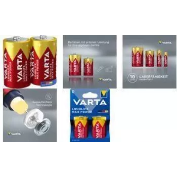 Baterija Varta 4720 LONGLIFE Max Power Mono D 1,5 V – pirminė D dydžio ląstelė