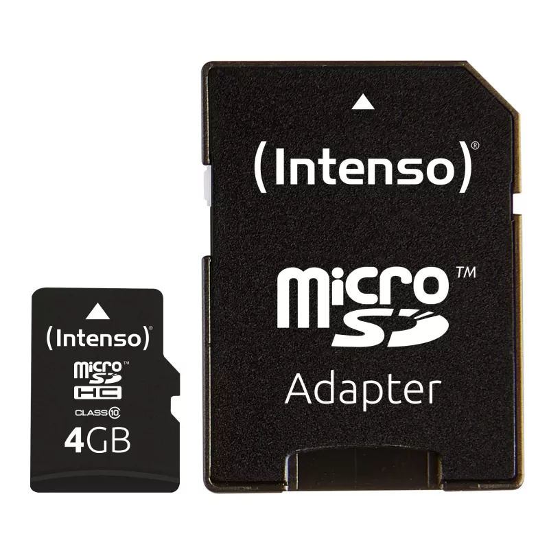 INTENSO atminties kortelė Micro SDHC 4GB Class 10 su adapteriu (3413450)