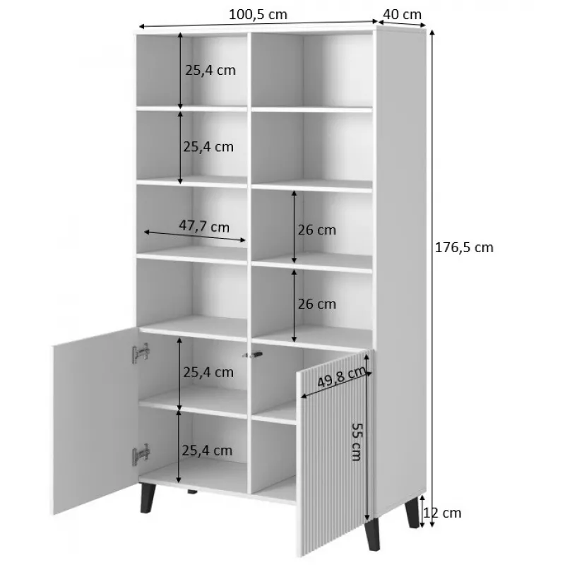 Shelving unit PAFOS 100x40x176.5 cm baltas matinis