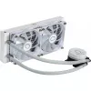 Skysto aušinimo komplektas Cooler Master MasterLiquid 240L Core ARGB White — 240 mm radiatorius, 120 mm ventiliatoriai, palaiko LGA1700/AM5/AM4 ir senesnius lizdus