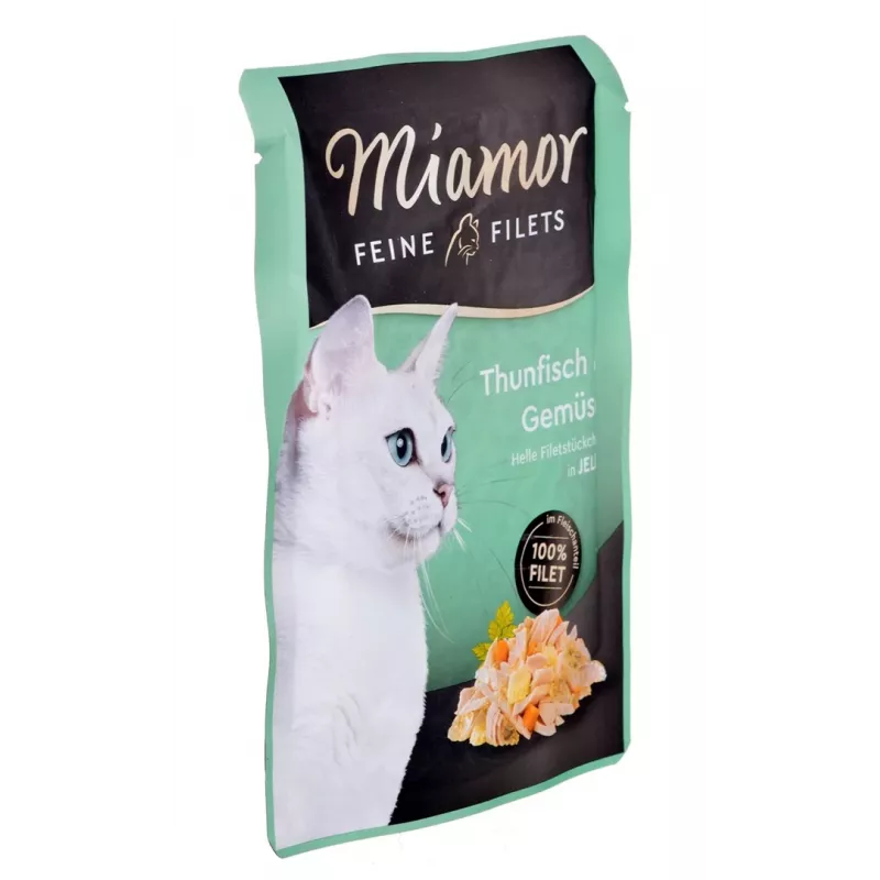 Šlapias kačių ėdalas Miamor Fine Fillets in Jelly 100 g – žuvis su morka, suaugusioms katėms, sachet