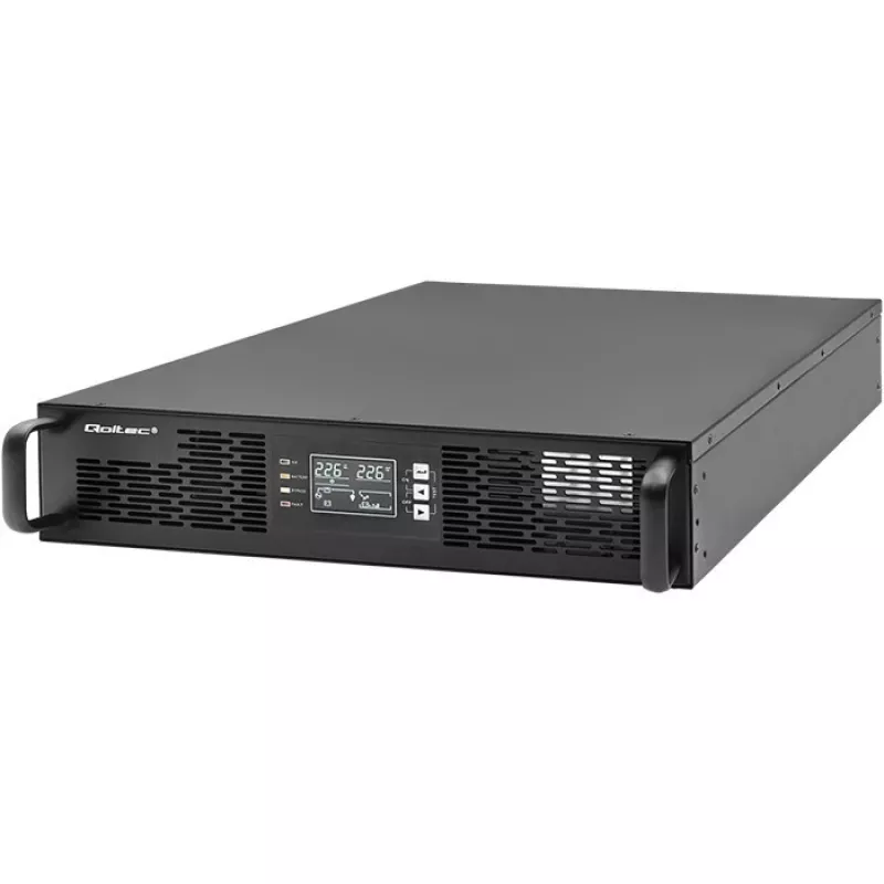 Qoltec UPS nepertraukiamo maitinimo šaltinis 3kVA 3000W dvigubo keitimo on-line RACK LCD EPO USB