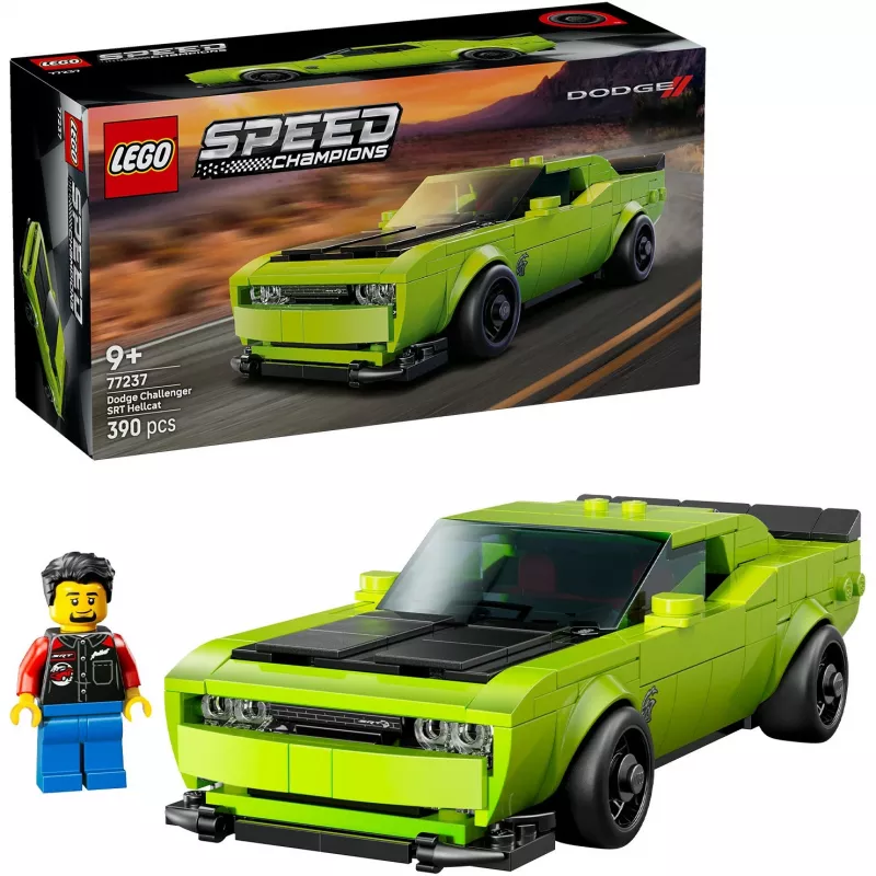 Konstrukcinis automobilis LEGO Speed Champions Dodge Challenger SRT Hellcat 77237 — 390 dalių, 1 minifigūrėlė, nuo 9 metų