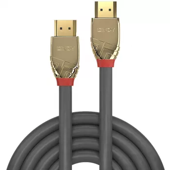 Lindy 10m standartinis HDMI laidas, Gold Line, 10 m, HDMI A tipas (standartinis), HDMI A tipas (standartinis), 4096 x 2160 pikseliai, auksinis, pilkas