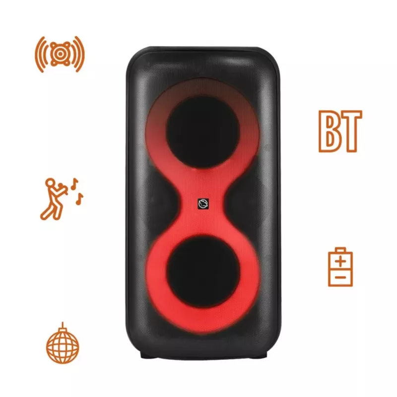 Nešiojamas muzikos centras MANTA SPK0401B100 Bluetooth garsiakalbis, 100 W didžiausia galia, FM radijas, karaokė, įmontuota baterija, X-BASS