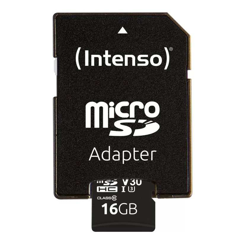 Intenso 3433470 microSDHC 16GB C10/UHS-I/U3/V30 atminties kortelė su SD adapteriu