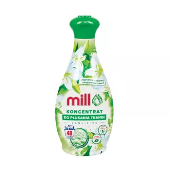 Skalavimo priemonė MADONIS MILL Konc. Sensitive 1,3 L – koncentruota, 48 skalavimų, universali audinių minkštiklis