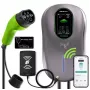 QOLTEC Wallbox EV įkrovimo stotelė Type 2 22 kW LCD 2 RFID kortelės 3 fazės 5 m kabelis viešbučio sistema