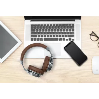Muse M-278 BT belaidės ausinės, ant ausų, lankeliu, Micro-USB, Bluetooth, ruda, sidabrinė