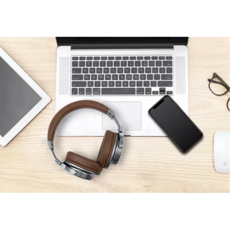 Muse M-278 BT belaidės ausinės, ant ausų, lankeliu, Micro-USB, Bluetooth, ruda, sidabrinė