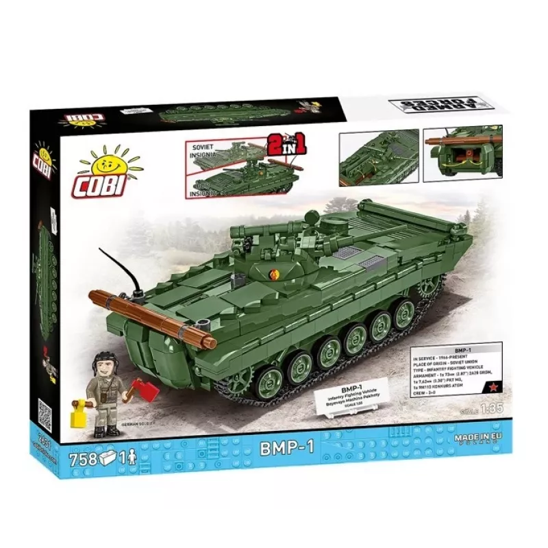 Konstruktorius Cobi Blocks BMP-1 758 dalių – mastelio modelio statybiniai blokeliai