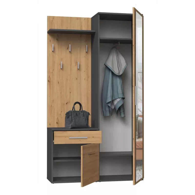 Spintelė prieškambariui Top e shop GARD DUO ANT/ART KPL — 2 varstomos durys, medžio drožlių plokštė, 1000×350×1800 mm