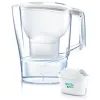 BRITA Aluna vandens filtro ąsotis permatomas baltas – 2,4 l talpa / 1,4 l filtruoto vandens, MAXTRA, tinka plauti indaplovėje
