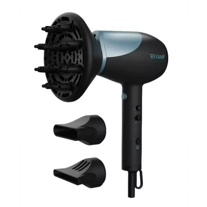 Revamp DR-6000-EU Progloss 6000 Hydro Shield X Shine plaukų džiovintuvas, 1800 W, jonų funkcija, 3 m kabelis, juodas ir mėlynas
