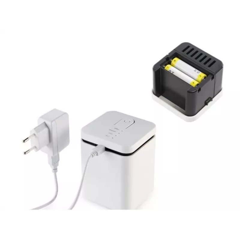 Aromos difuzorius Stylies ELARA/WHITE — garinamasis, iki 25 m², 2 h laikmatis, AC/baterija/USB, 1,3 W, 74×74×100 mm